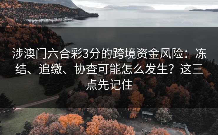 涉澳门六合彩3分的跨境资金风险：冻结、追缴、协查可能怎么发生？这三点先记住