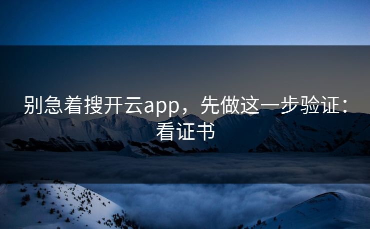 别急着搜开云app，先做这一步验证：看证书